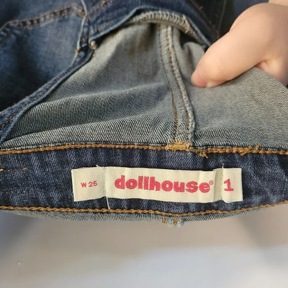 NWOT Dollhouse Juniors Womens denim jeans Overalls Size 1 - Picture 8 of 9